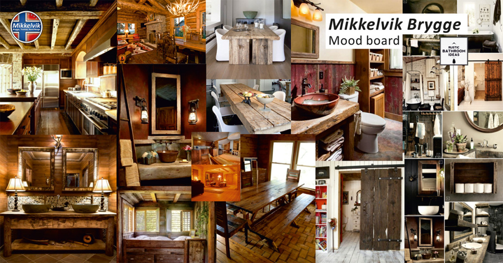 Stil- und Farbsammlung für die Inneneinrichtung der Gästewohnungen in Mikkelvik